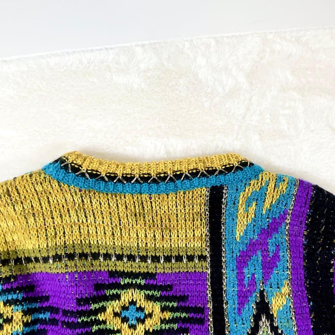 希少】FICCE (フィッチェ) 幾何学模様 ニットセーター マルチカラー