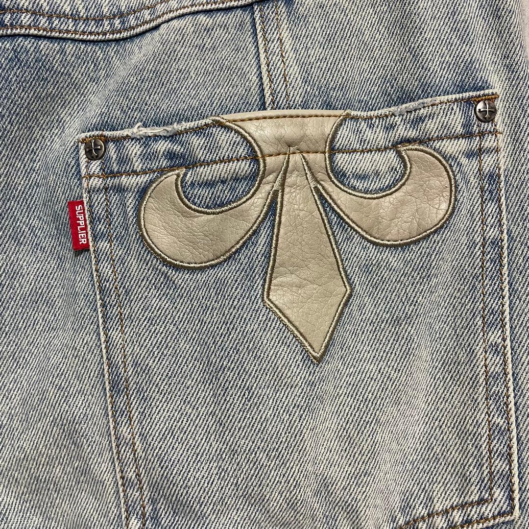 SUPPLIER サプライヤー クロスレザーパッチ バギーデニムパンツ - メルカリ