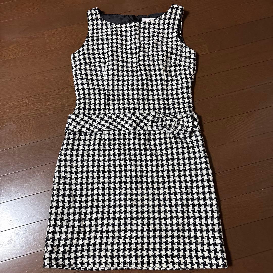 美品 Honeys C.O.L.Z.A ノースリーブ 千鳥柄 ミニワンピース M - メルカリ