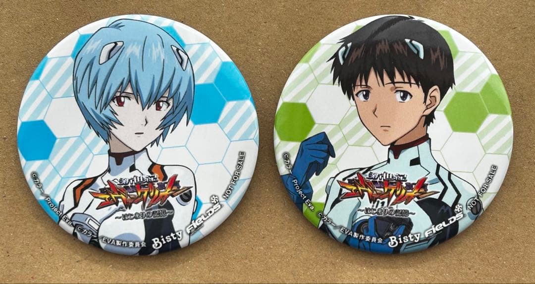 エヴァフェス パチンコ フィールズ最新機種体験 缶バッジ 綾波レイ 碇