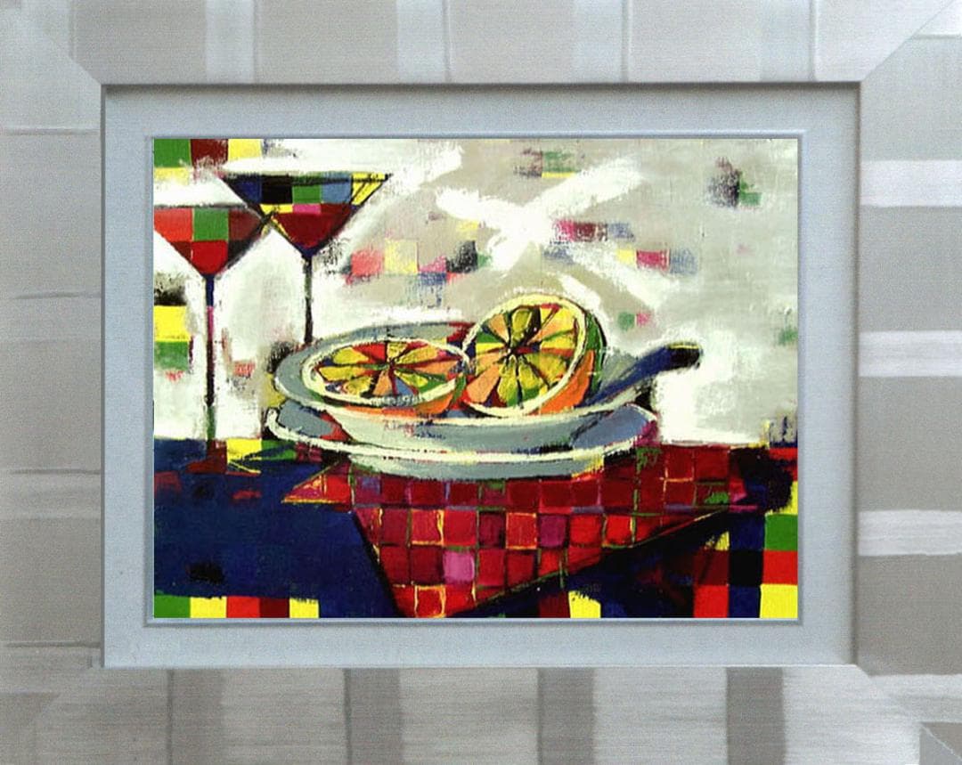 油絵 菅家令子 インテリア uF6-061703 静物 フルーツ グラス - メルカリ