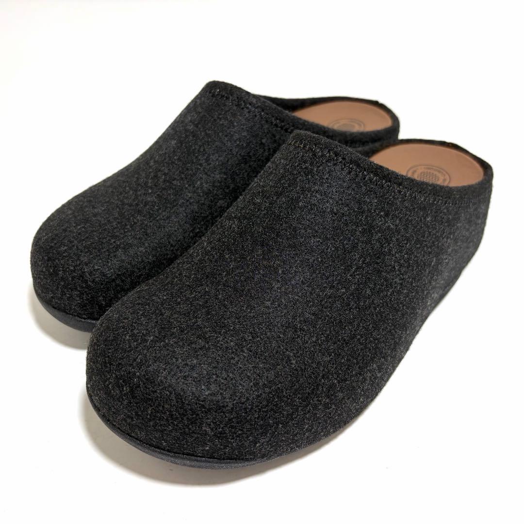 新品同様☆fitflop SHUV FELT シャビフェルト ブラック 24cm フィットフロップ「シャビフェルト」SHUV FELT (fitflop,イギリス