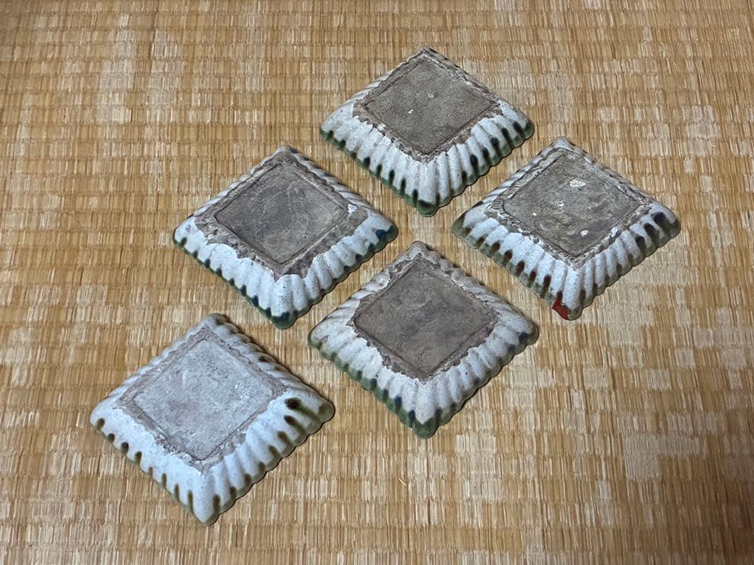 古織部 古い 陶器 菱形 小皿 盛皿 五枚 箱付 時代物 - メルカリ