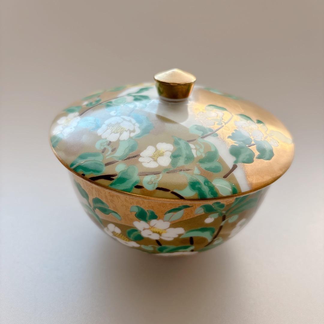 希少　高級煎茶茶碗コレクション　桜庭春来　建仁寺　ちゃ　蓋付 湯呑　歳時記　椿