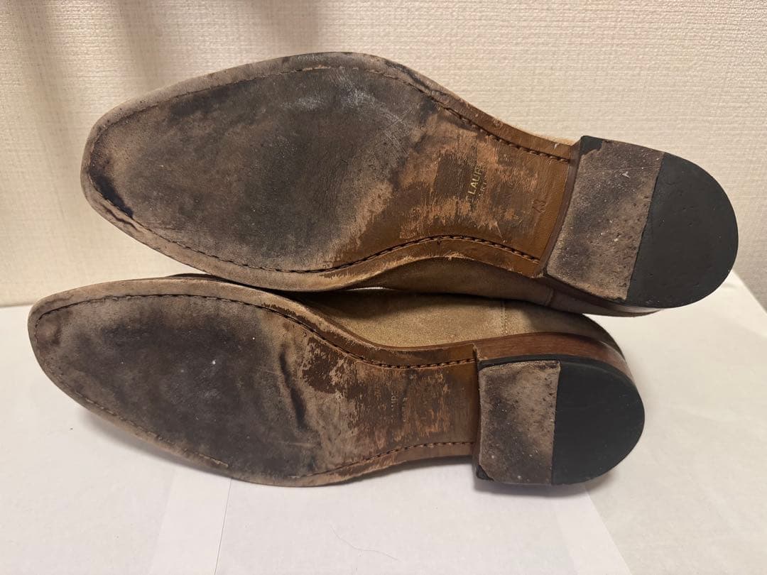 サンローラン 43 ベージュ スエード サイドゴアブーツ - メルカリ