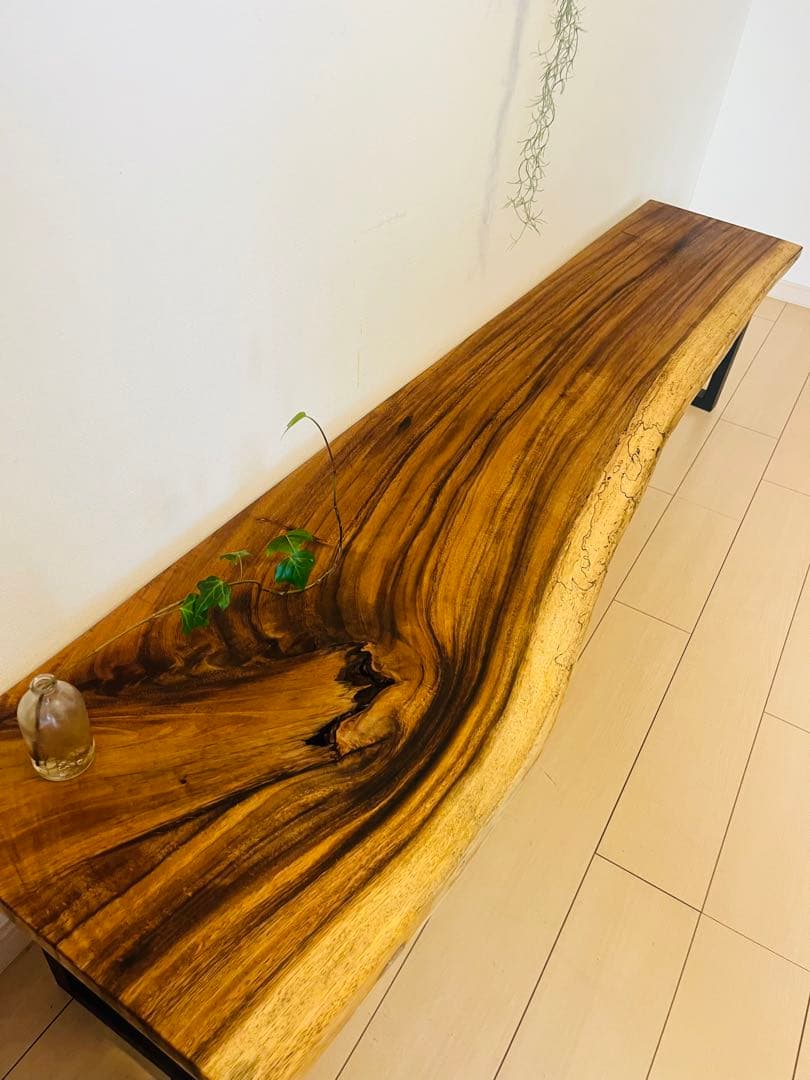 一枚板テーブル　カウンター　テレビ台　モンキーポッド　ローテーブル 788 【モンキーポッド】 一枚板 ダイニングテーブル＋脚 1セット 家具