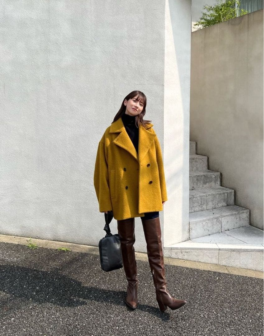 キャサリン様 clane OVER LINE DOUBLE COAT イエロー - メルカリ