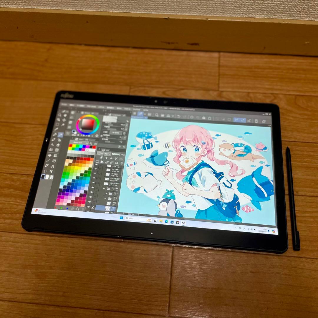 ◇富士通 筆圧対応 お絵描きタブレット 大容量 128GB Windows11