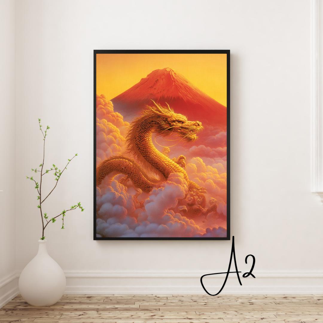 赤富士の大吉兆 × 金龍の強運エネルギー ☆ 赤富士と金龍 No.6 ☆ 開運