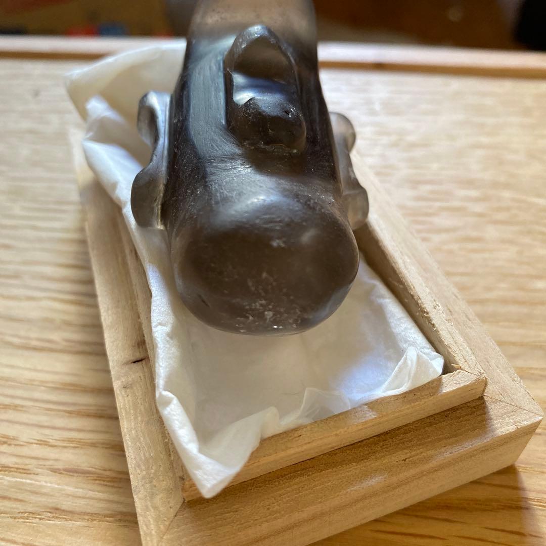 古墳期 煙水晶製 特大型7.5cm 丁字彫り子持ち異形勾玉｜伝