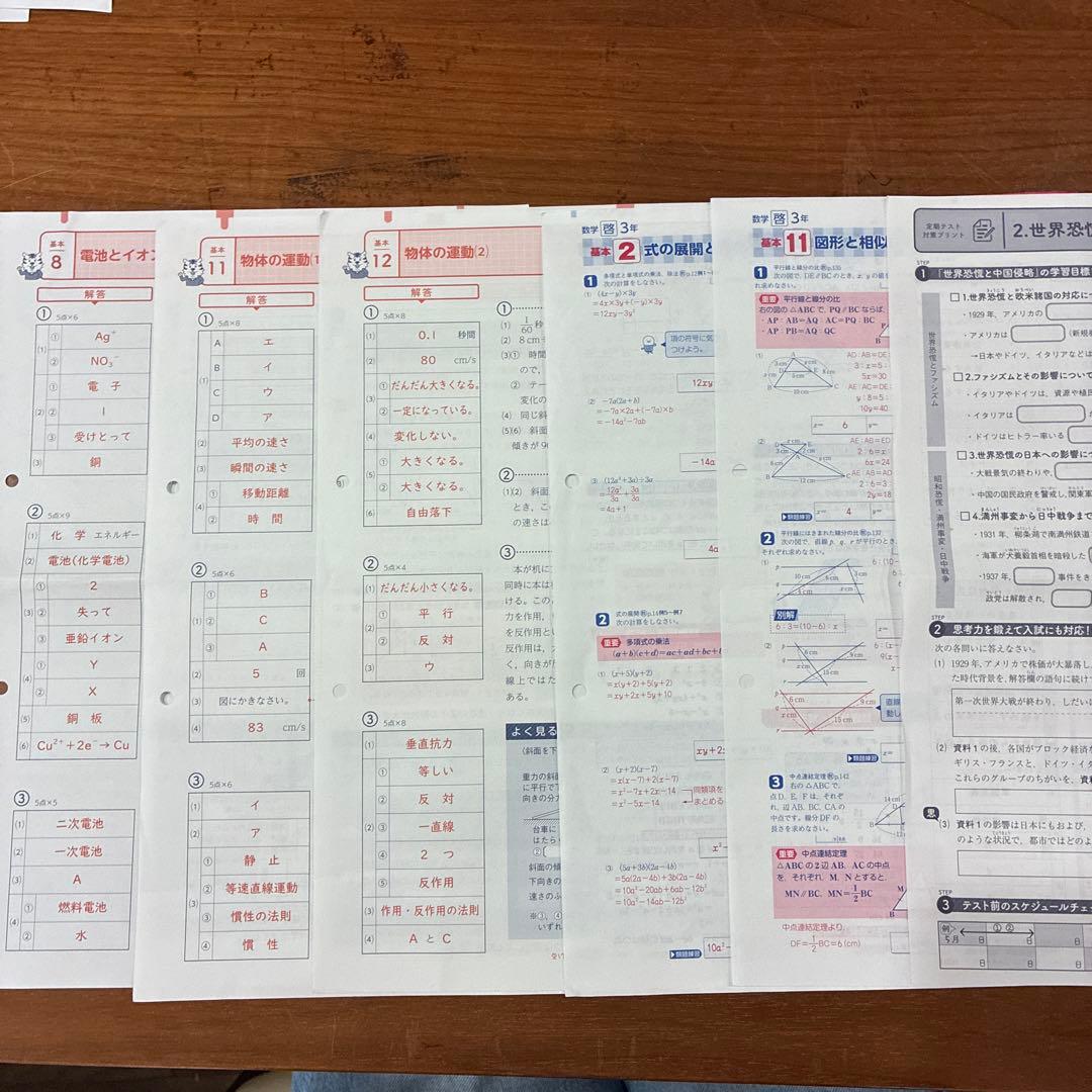 中学3年生 理科 数学 カラーテストの解答 解説 正進社 啓 社会プリント
