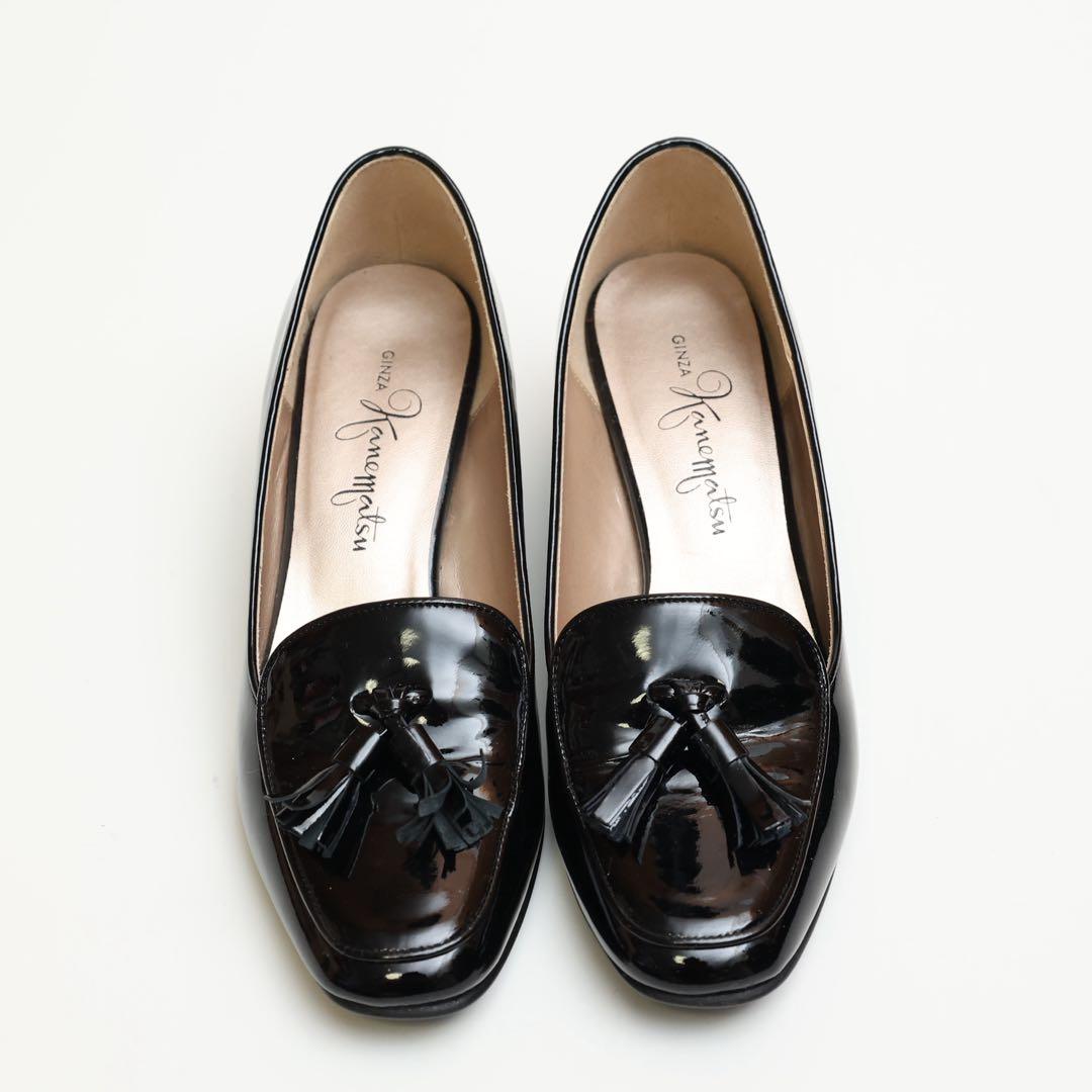 銀座かねまつ タッセルローファー エナメル黒 22.5 - メルカリ