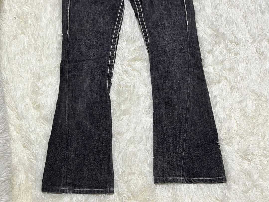 TRUE RELIGION ブーツカットブラックデニムY2K太ステッチ USA