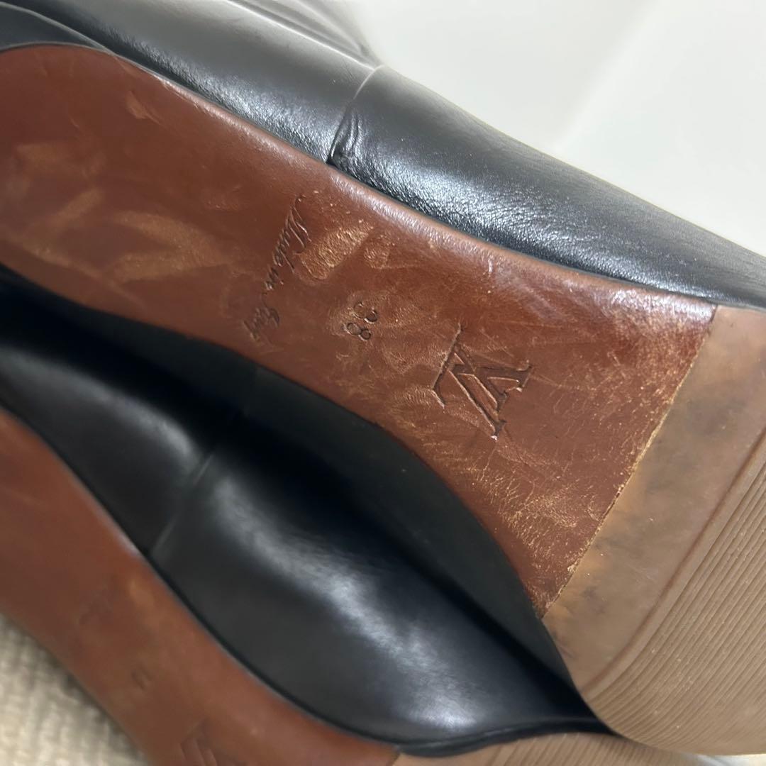 ルイヴィトン ロングブーツ モノグラム レザー ブラック 24.5cm 38