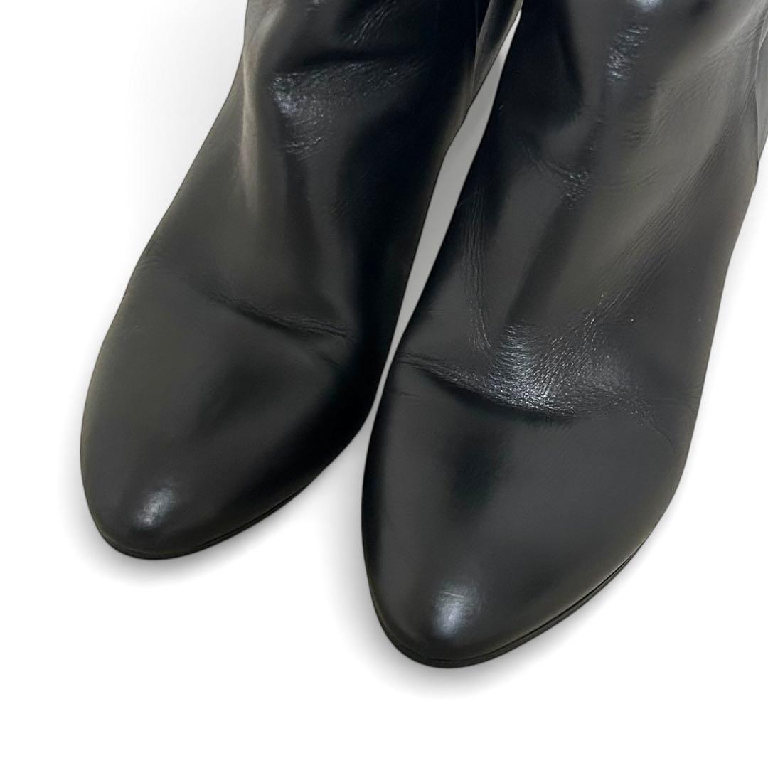 ルイヴィトン ロングブーツ モノグラム レザー ブラック 24.5cm 38