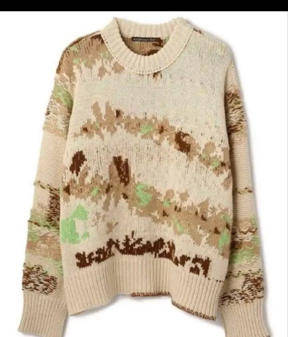 anderssonbell アンダースンベル　ニット　総柄 ANDERSSON BELL - 【21AW】マルチカラー フレイ フリンジVネックニット