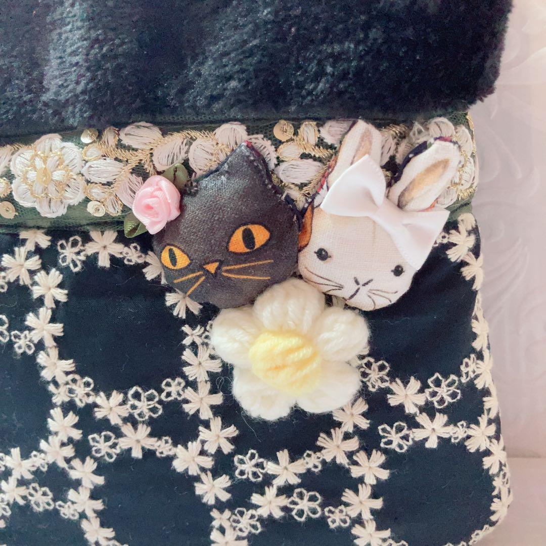 BIGバミちゃんふわふわサコシュ コヤンイサムチョン 花柄刺繍生地