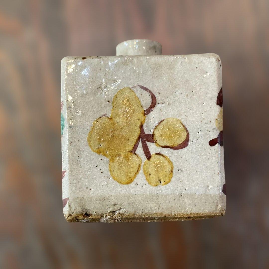 益子焼　合田好道　色絵角瓶　箱なし