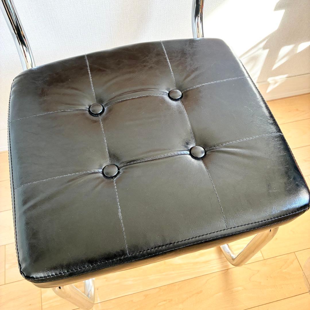 ダイニングチェア ラタン調 レザークッション カンティレバーチェア 合