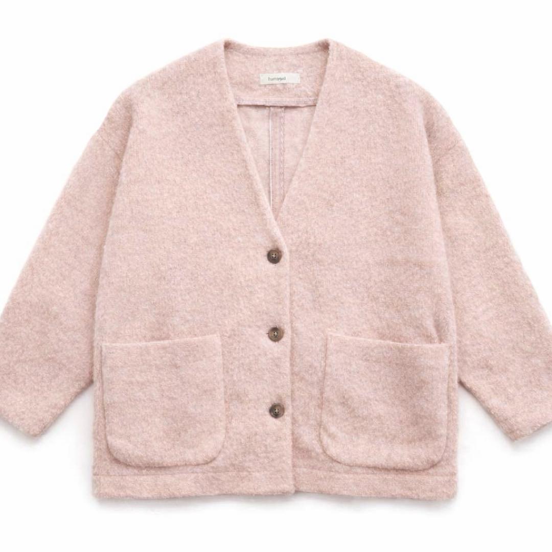 完売品＊yori ウール モヘア シャギージャケット ピンク ノーカラー