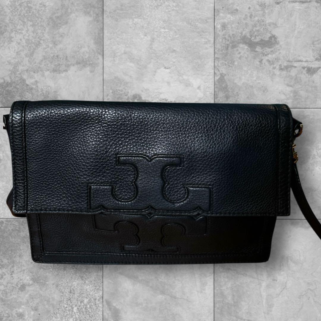 極美品✨トリーバーチ ショルダーバッグ シボ革 ビッグロゴ 型押し