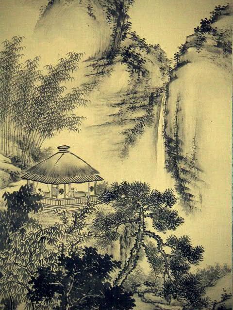 ♥掛軸 山水画 成木 星洲 掛け軸 骨董品