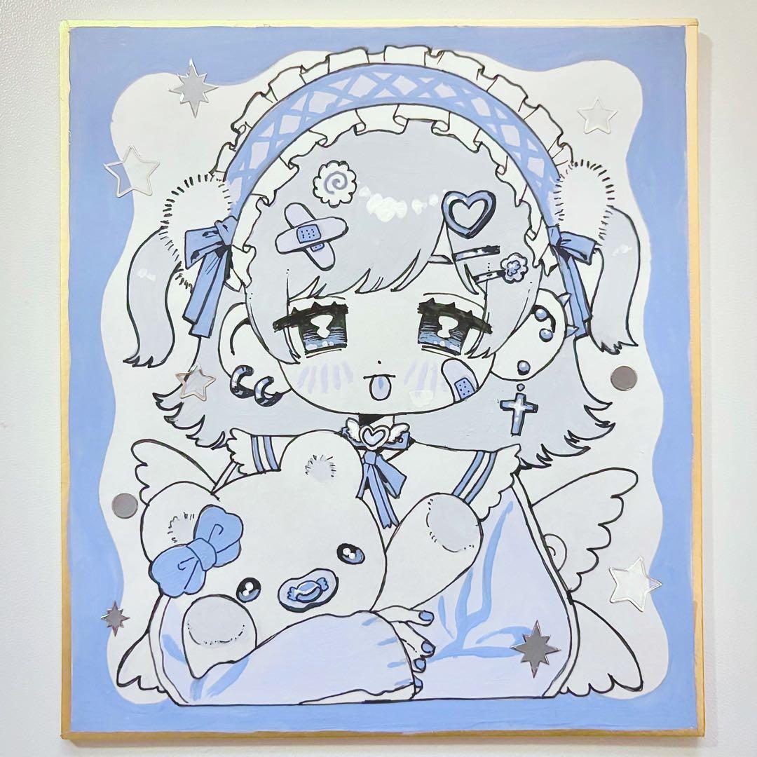 手描き ミニ色紙イラスト 天使界隈 オリジナル女の子 アナログ - メルカリ