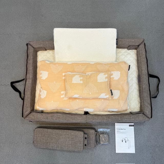 美品】ファルスカ コンパクトベッド フリー メランジブラウン ベビー