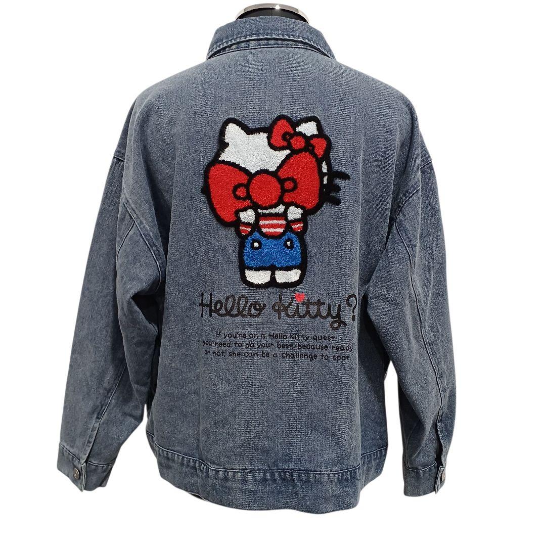 新品 タグ付き ハローキティ さがら刺しゅう デニムジャケット 限定品