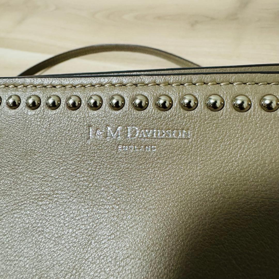 J&M Davidson Ellis Studs Crossbody Bag Beige Leather Nylon 2Way