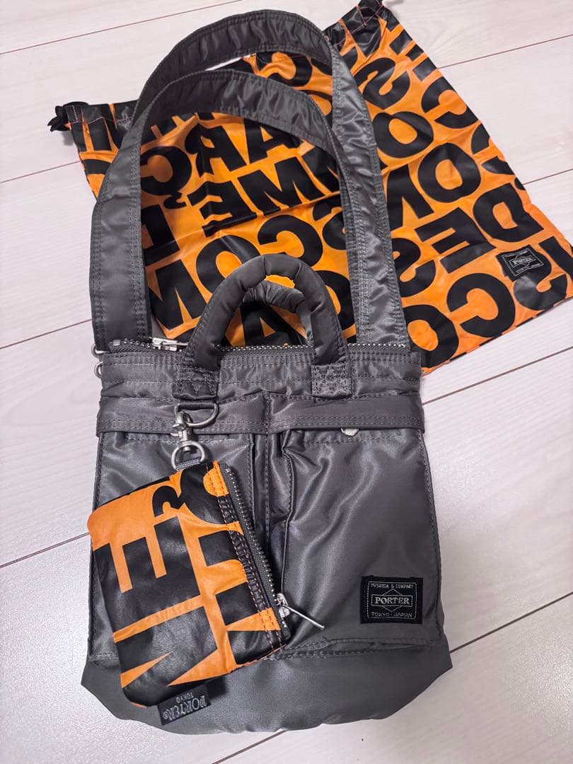 PORTER×コムデギャルソン タンカーヘルメットバッグ　ＸＳ シルバーグレー PORTER TANKER×コムデギャルソン ヘルメットバッグ 川久保玲がデザイン