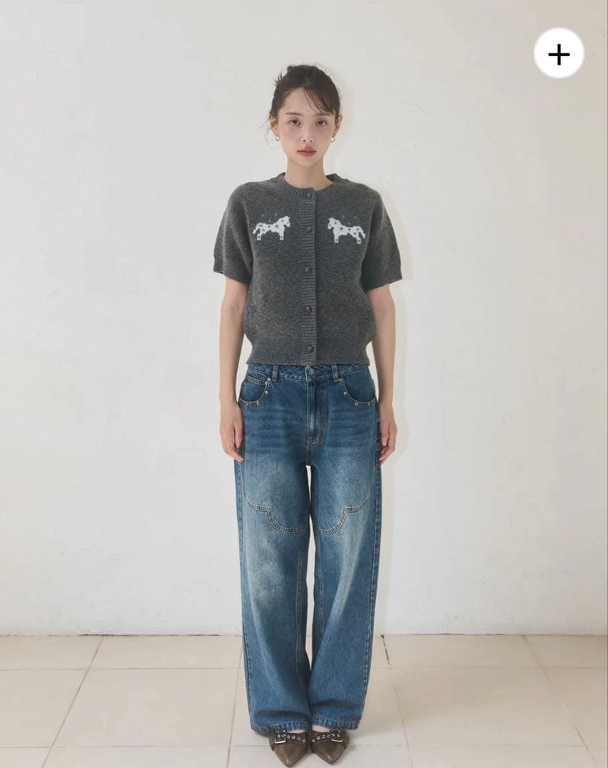 MUGUET pony half knit tops