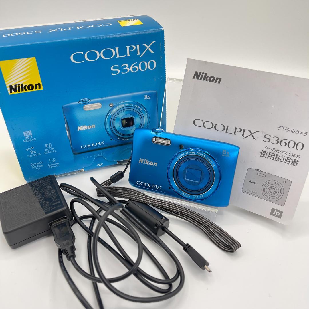 美品】Nikon COOLPIX S3600 青 ブルー