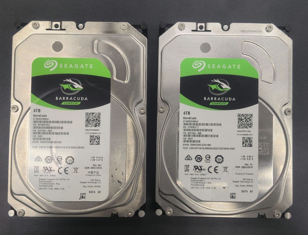 Seagate Barracuda 4TB HDD 2台セット