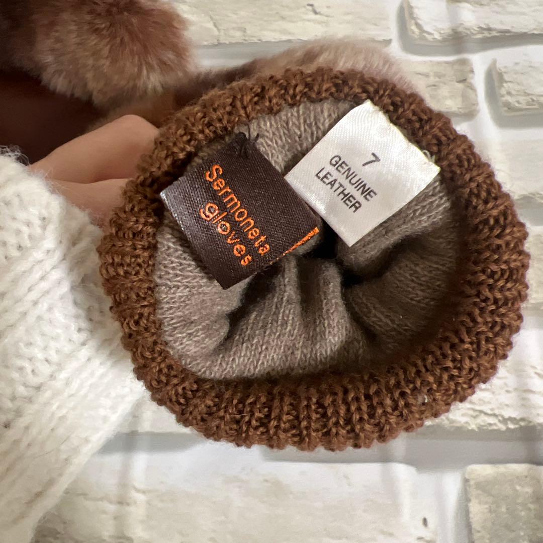 Sermoneta gloves 本革ファーミトン手袋 サイズ7 - メルカリ