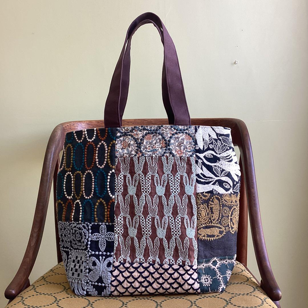 ミナペルホネンパッチワークで大きめトートバッグハンドメイド ミナペルホネン Mサイズ パッチワーク トートバッグ トートバッグ