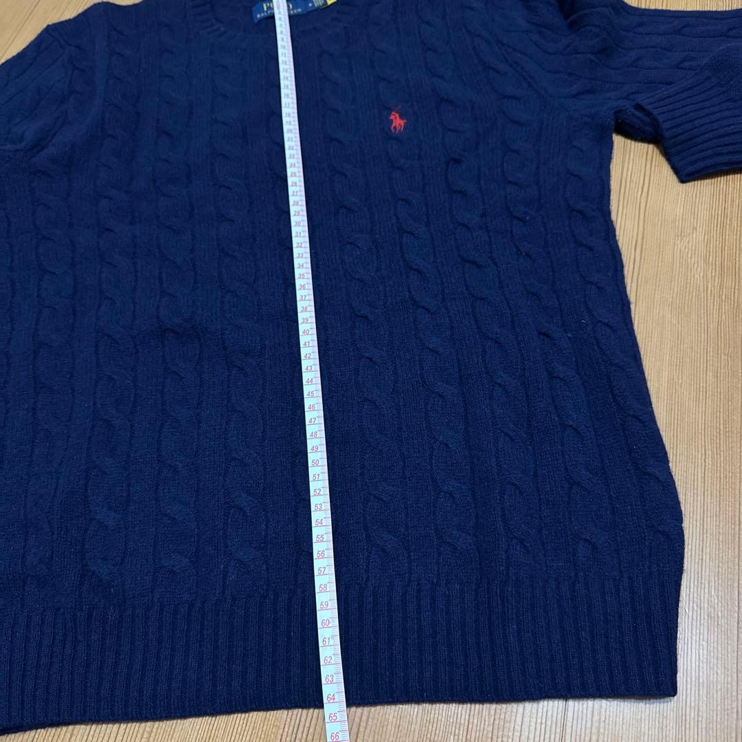 POLO RALPH LAURENカシミヤ混ケーブルニット ネイビー 1回着用 - メルカリ