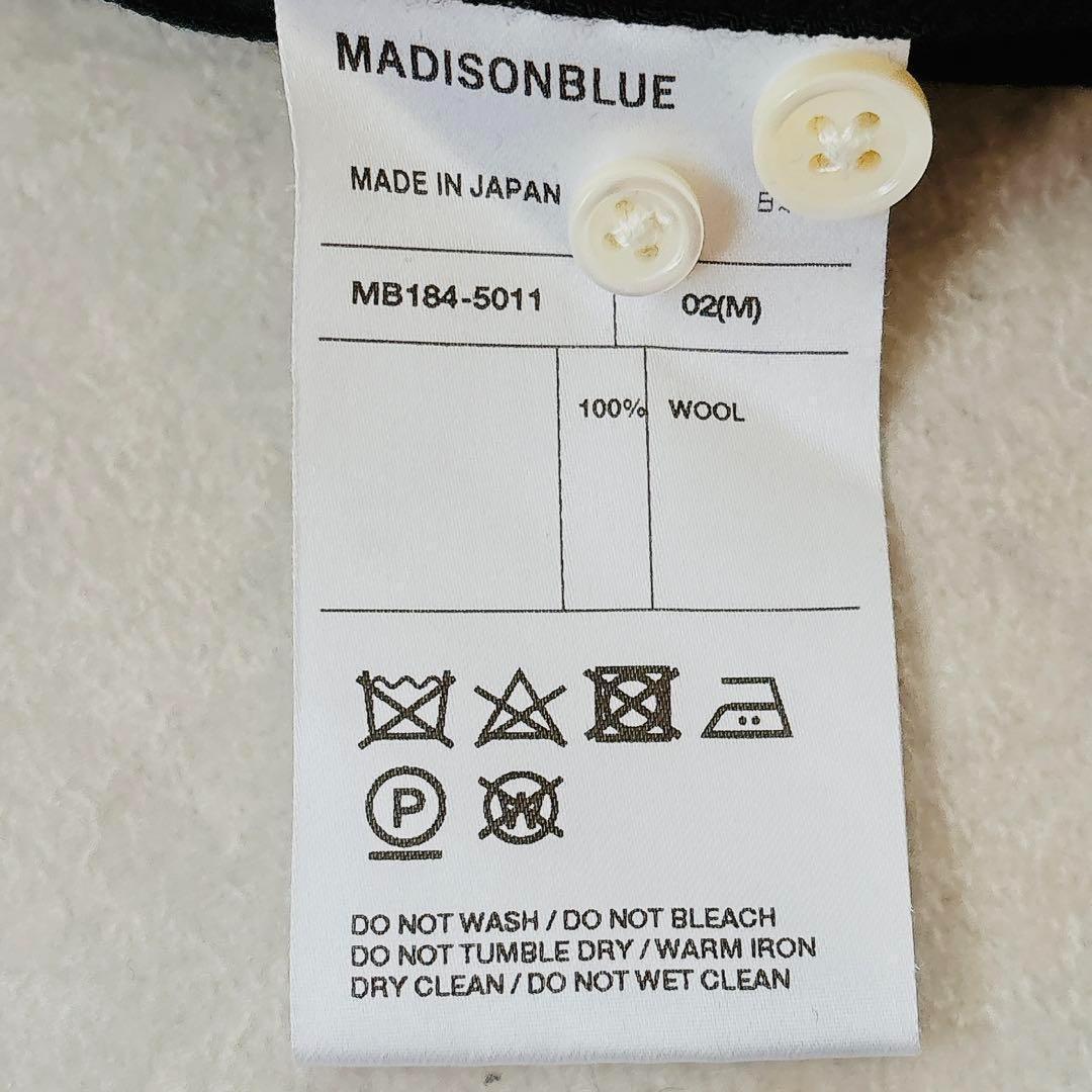 マディソンブルー ハイカラーマダムウールシャツ ブラック ウール B