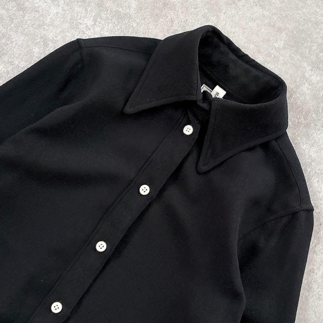 マディソンブルー ハイカラーマダムウールシャツ ブラック ウール B