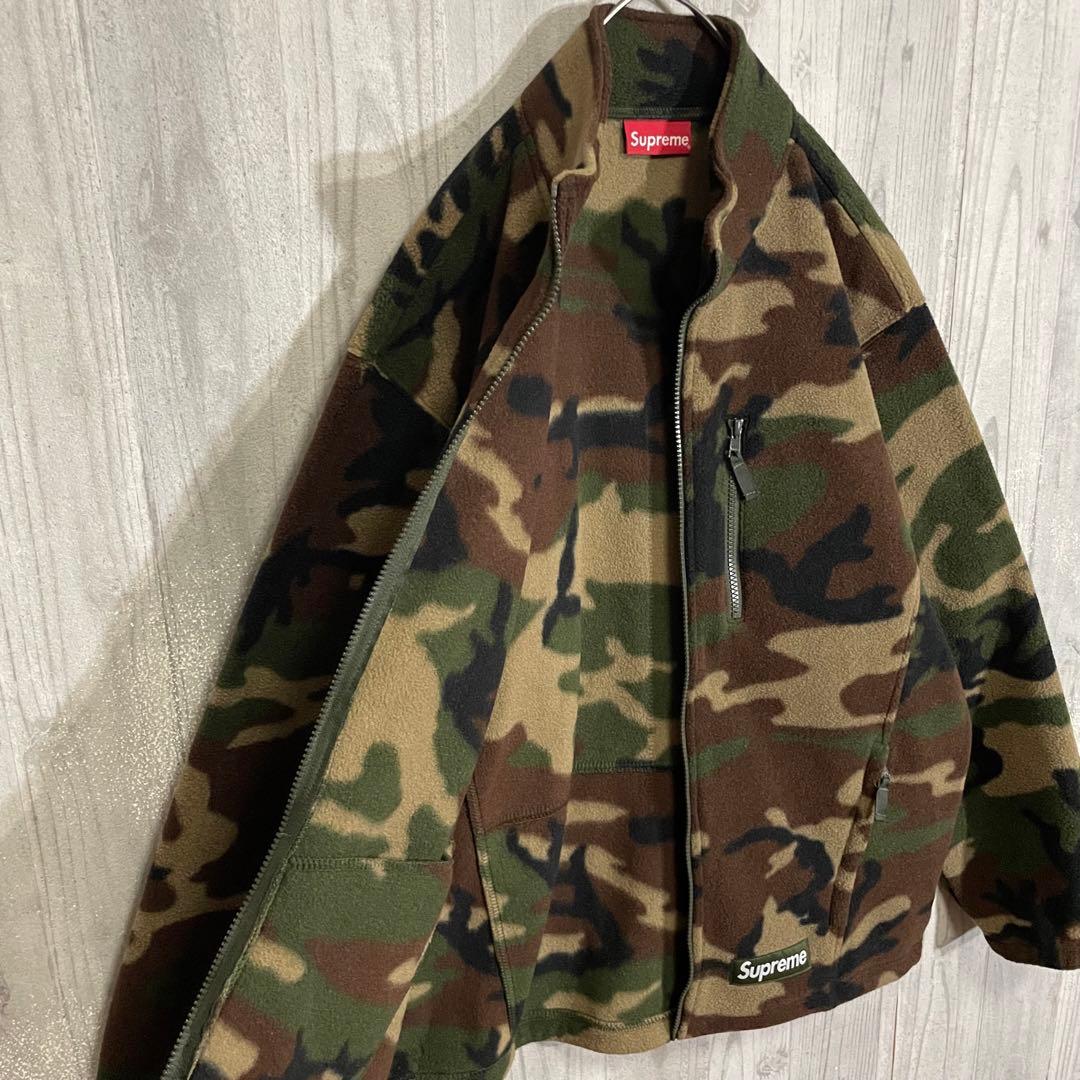 希少モデル】シュプリーム ボックスロゴ入 カモ柄フリースジャケット L