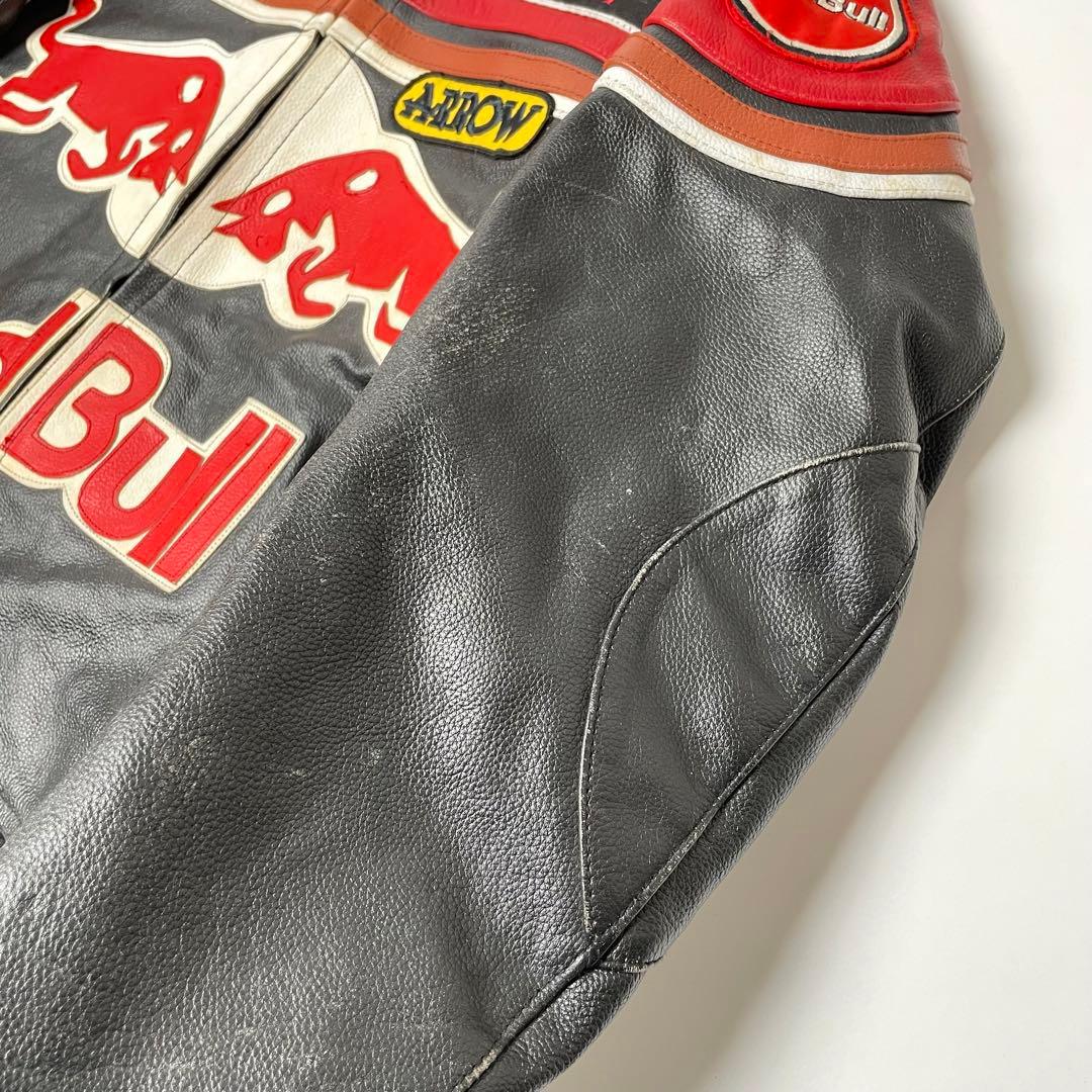 本革】RedBull レザー ライダースジャケット 黒 x 赤 L位 - メルカリ