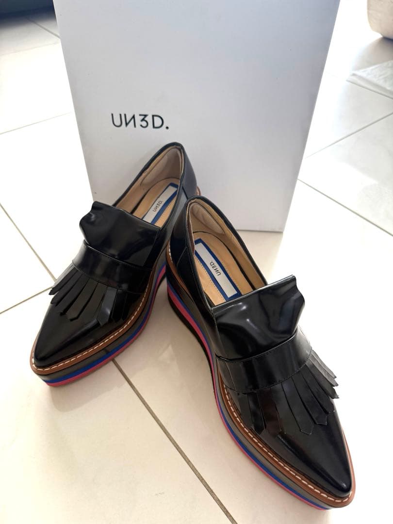 試着のみUN3D. BORDER SOLE LOAFERアンスリード ローファー BPF03_522451802101_0900