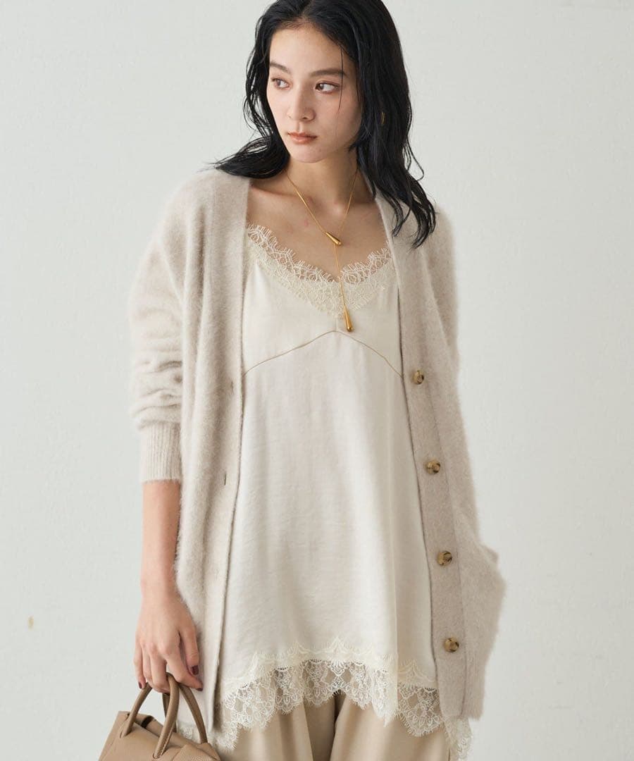 【新品未使用】LOUNGEDRESS レースキャミ アイボリー Loungedress（ラウンジドレス） ワンピース レースキャミワンピース