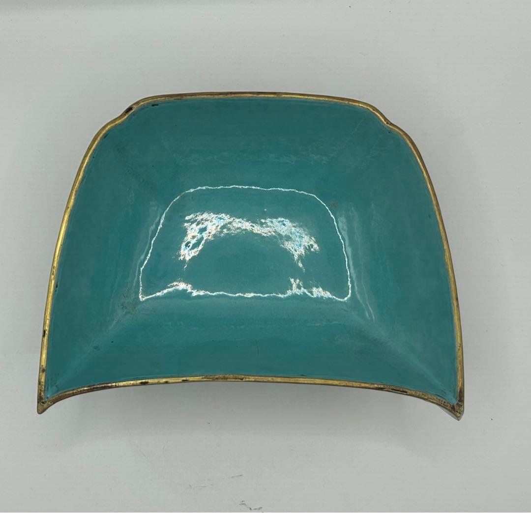 中国 清時代 官窯 大清嘉慶年製 粉彩花卉胡蝶紋馬蹄型碗 送料込み0927