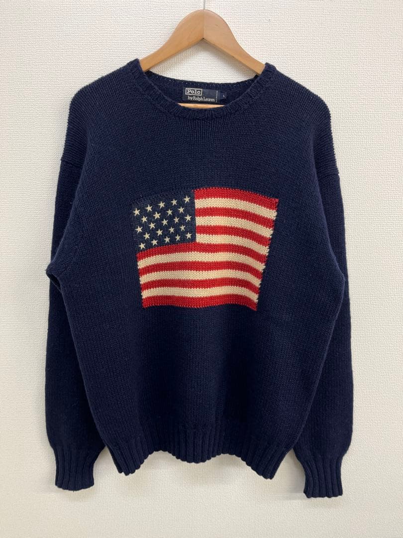 90s' ラルフローレン 星条旗 セーター　SIZE L 楽天市場】手編み 90s ポロ ラルフローレン 星条旗 ハンド ニット
