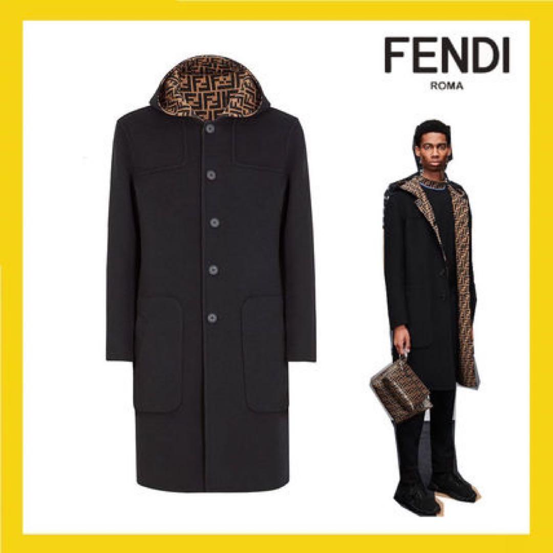 【超美品】FENDI フェンディ リバーシブル ダッフルコート【未使用】 中古・古着通販】FENDI (フェンディ) ファーフード付き ズッカ FF柄