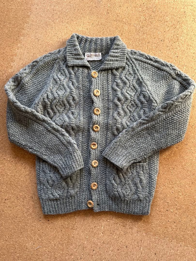 INVERALLAN インバーアラングレー ケーブルニット カーディガン M