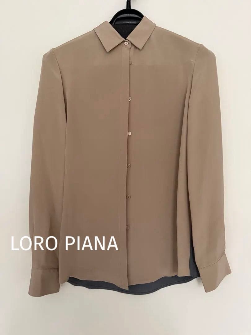 ロロピアーナ ベージュとグレーの長袖シャツ メンズ シャツ | Loro Piana