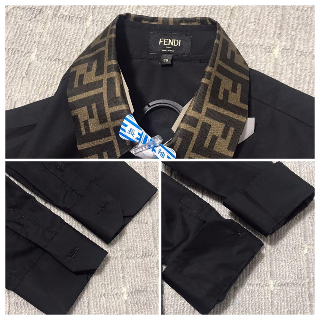 フェンディ Fendi リボン付き長袖シャツ ズッカ柄 イタリア製 ストレッチ