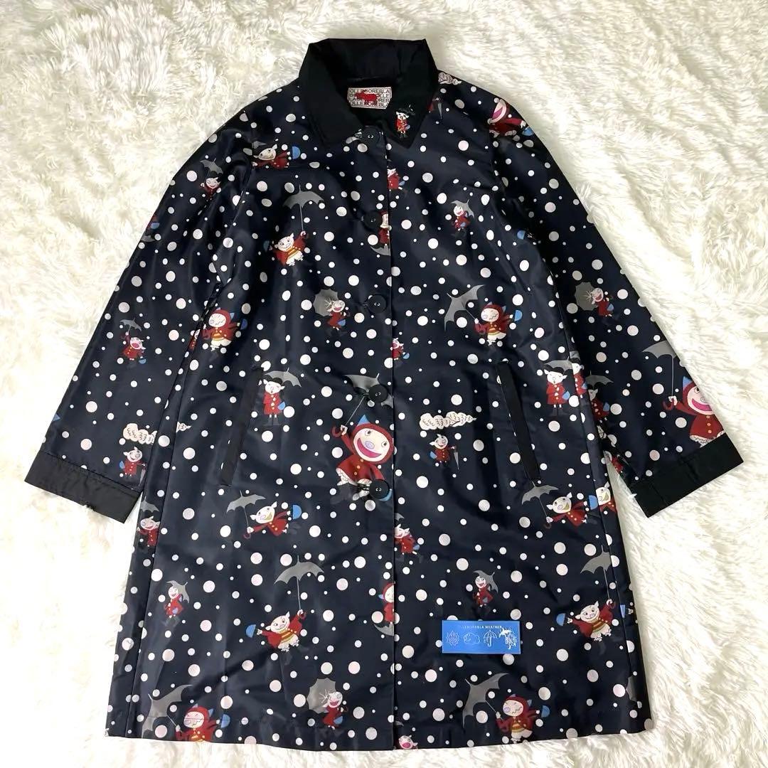 美品✨アルベロベロ　レインコート　ブラック　ぶたさん　総柄　刺繍 アルベロベロ(Alberobello) Winter Collection ぶたさんカットワーク